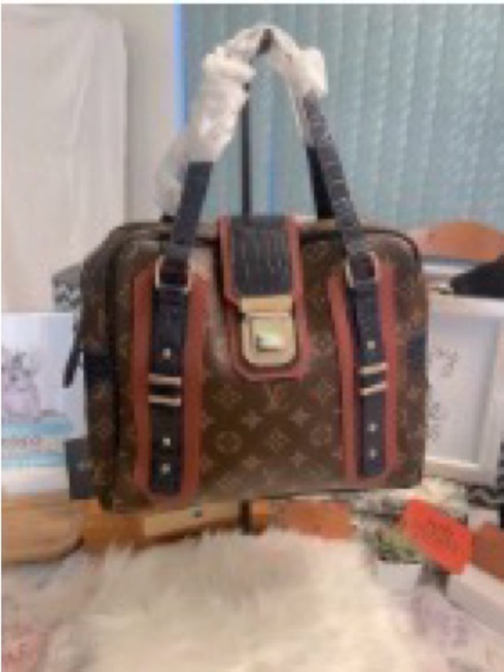 Louis Vuitton Limited Edition Monogram Mirage Delft Exotic Bag Brown Blue